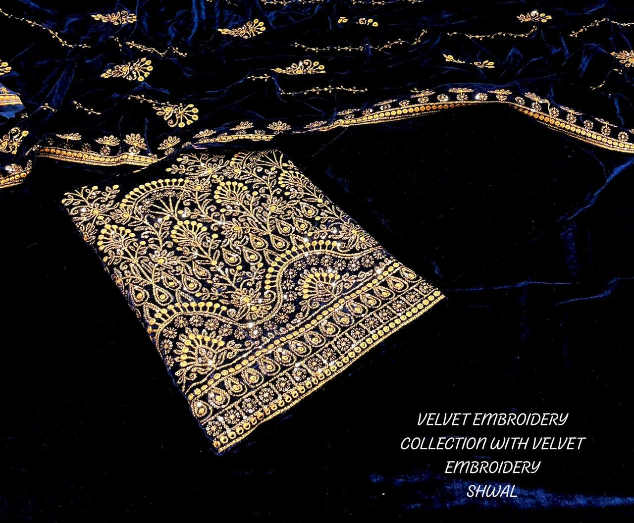 VELVET EMBROIDERY COLLECTION WITH VELVET EMBROIDERY SHWAL 🌸
