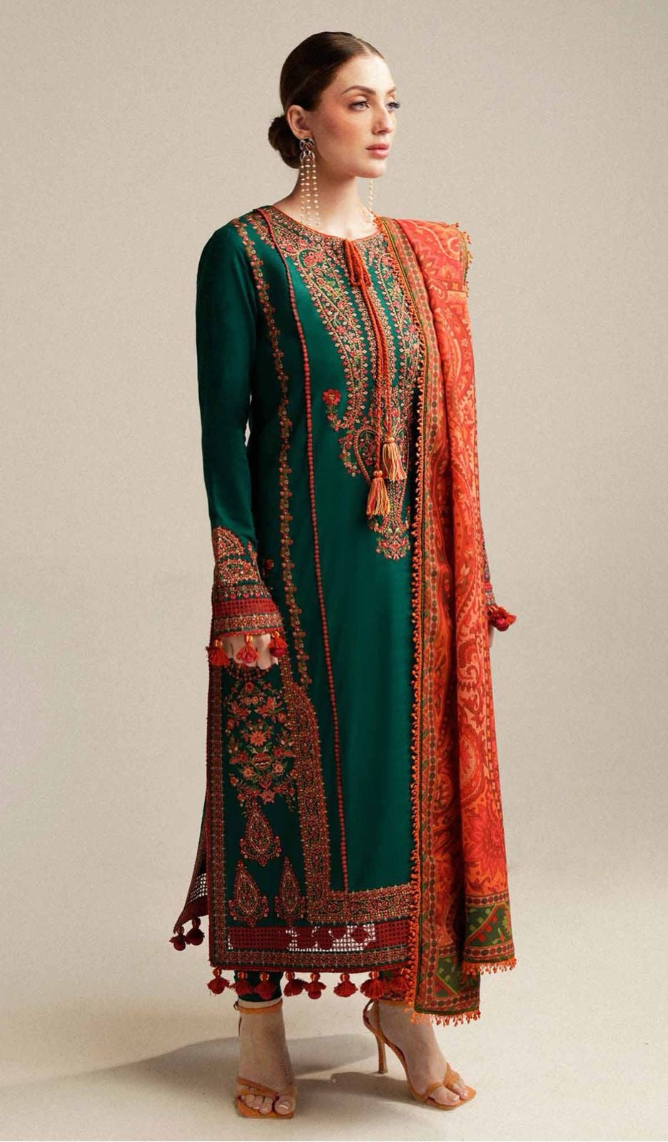 Hussain rehar– Luxury Embroidered 3-Piece in DHANAK