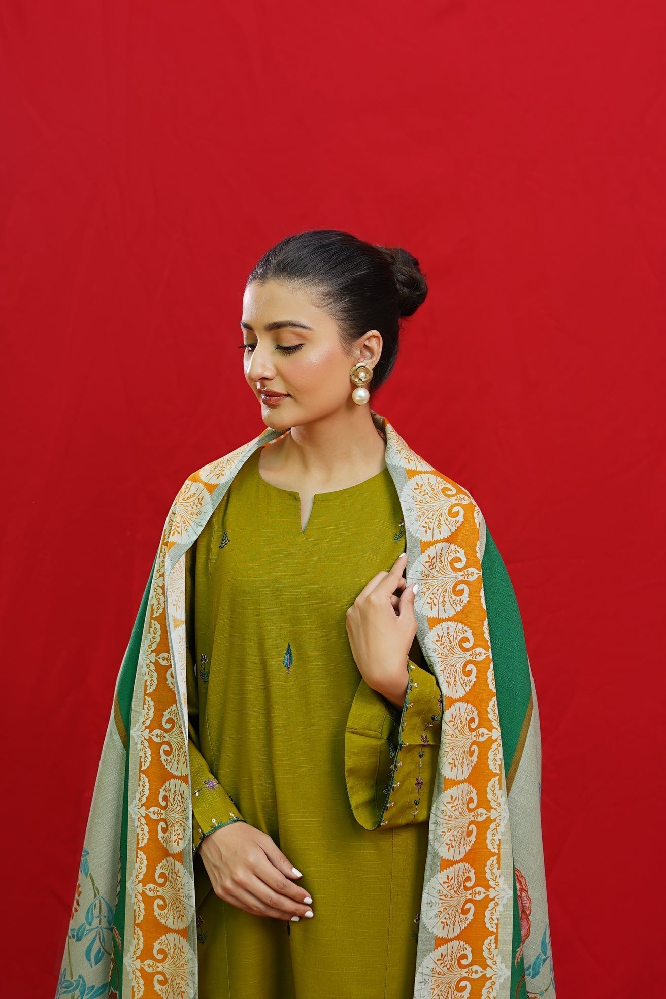 URGE -  – Luxury Embroidered 3-Piece in DHANAK UNSTICED