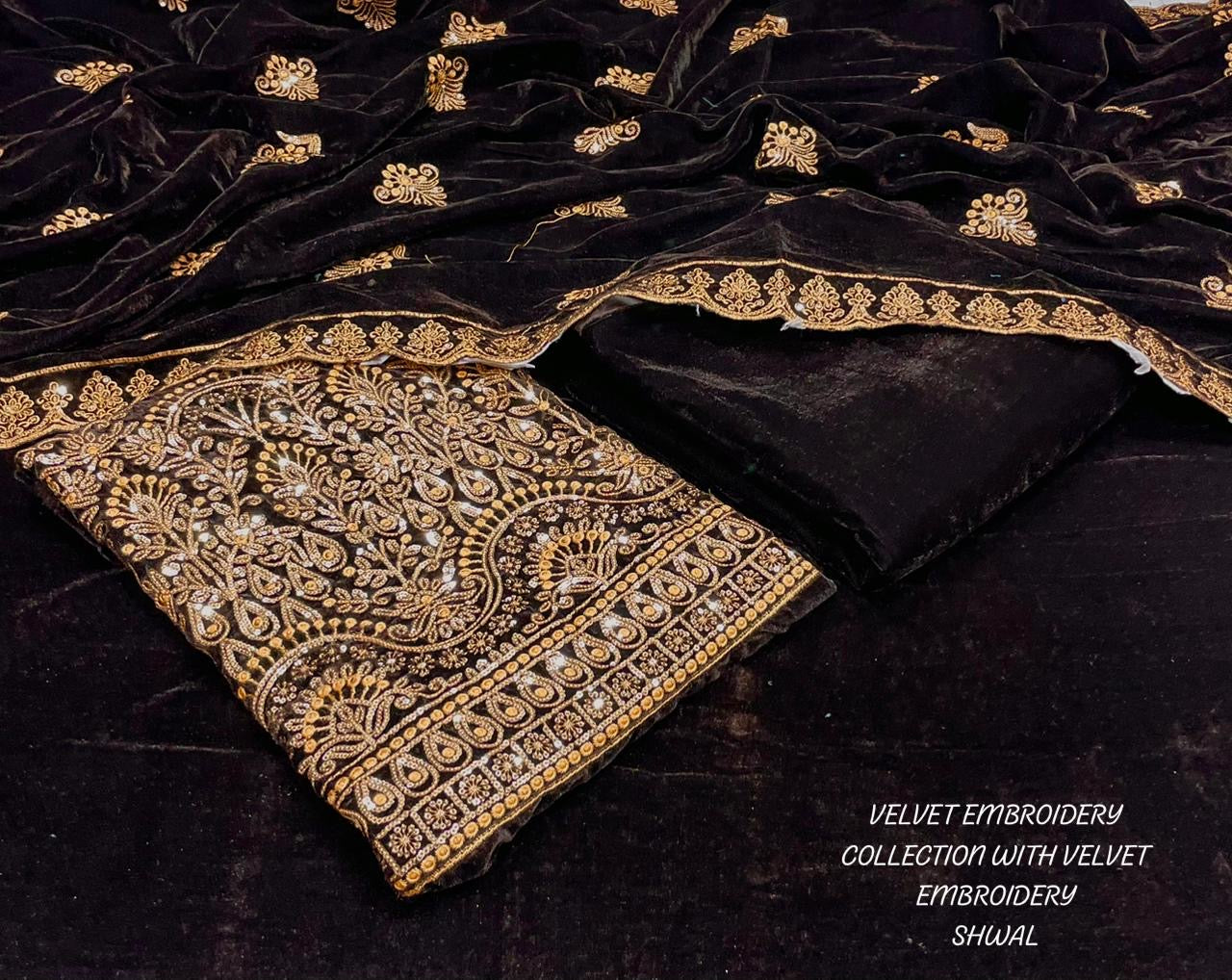 VELVET EMBROIDERY COLLECTION WITH VELVET EMBROIDERY SHWAL 🌸