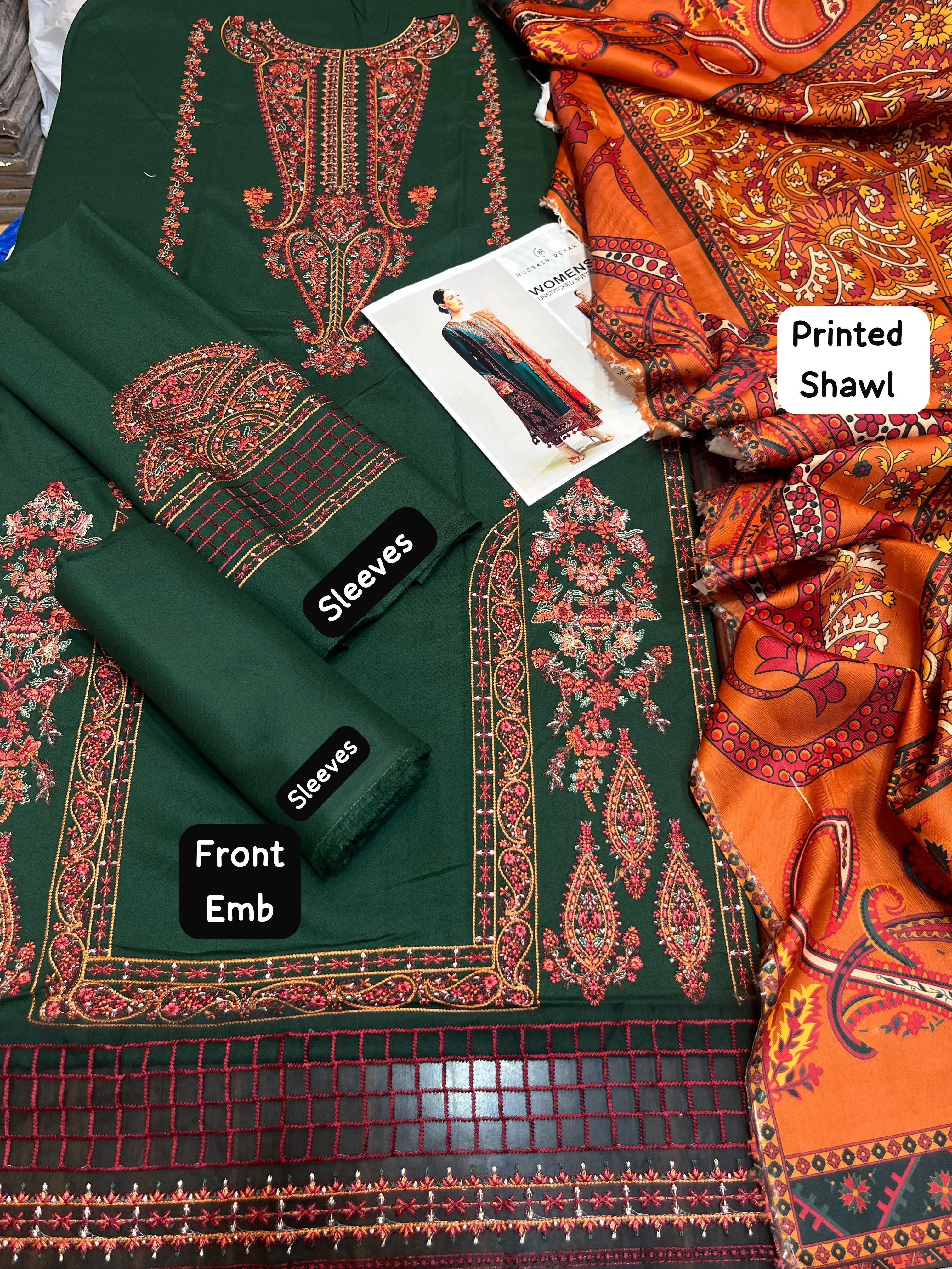 Hussain rehar– Luxury Embroidered 3-Piece in DHANAK