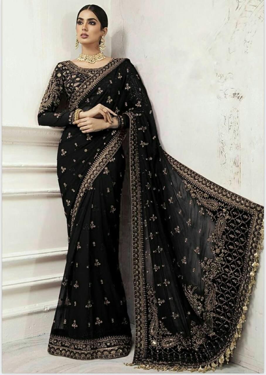 ( Maria B Saree Exclusive  Master Blaster Sarhee 916 BLACK